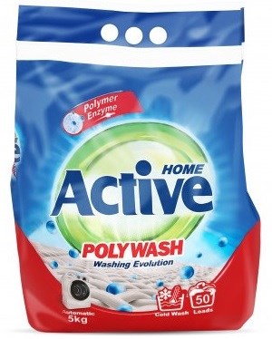 ACTIVE Стиральный порошок автомат "Poly Wash" Polymer Enzyme-технология холодной стирки, 5 кг (2 шт) - фото 826731