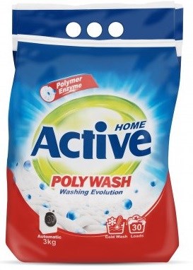 ACTIVE Стиральный порошок автомат "Poly Wash" Polymer Enzyme-технология холодной стирки, 3 кг (4 шт) - фото 826732
