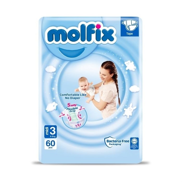 Детские подгузники Molfix 3-ка Midi 60 шт (4-9 кг) - фото 826812
