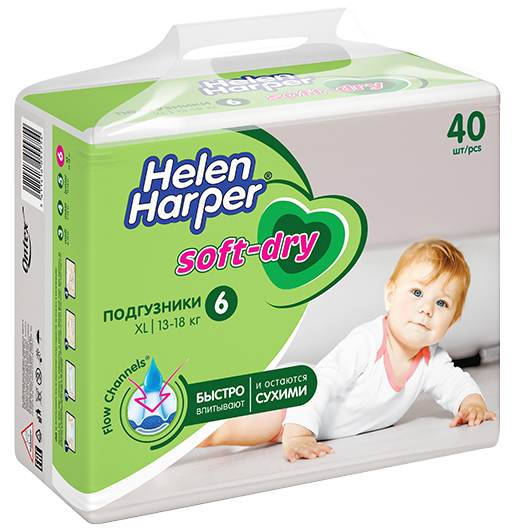 Детские подгузники Helen Harper Soft-dry 6-ка XL 40 шт (13-18 кг) - фото 826814
