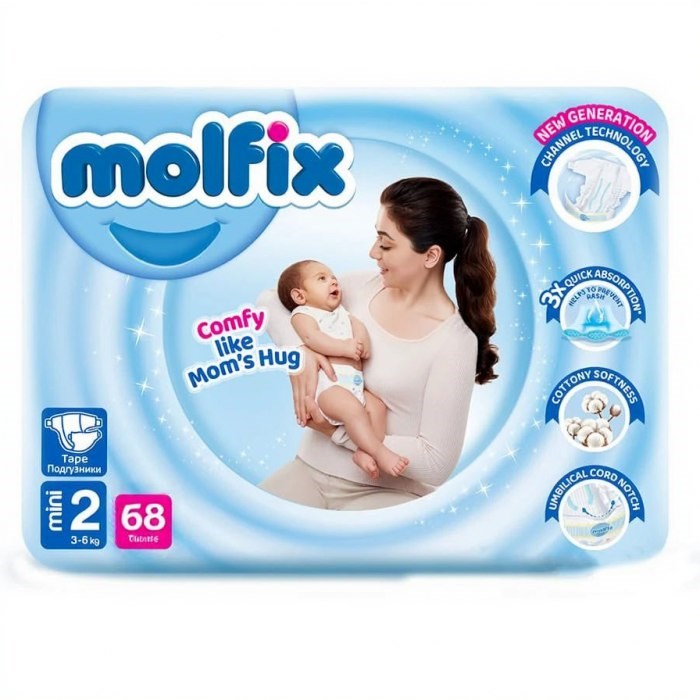 Детские подгузники Molfix 2-ка Mini 68 шт (3-6 кг) - фото 826817