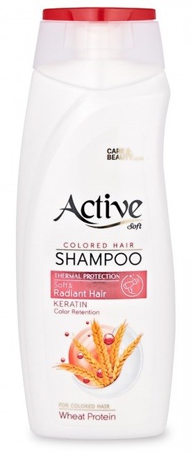 ACTIVE Шампунь для окрашенных волос CARE & BEAUTY. С кератином и пшеничным протеином, 350 мл (12 шт) - фото 826819