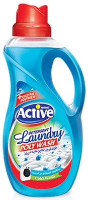 ACTIVE Гель для стирки белья универсальный "Poly Wash" Свежесть моря, 1500 мл, Blue (9 шт) - фото 826842