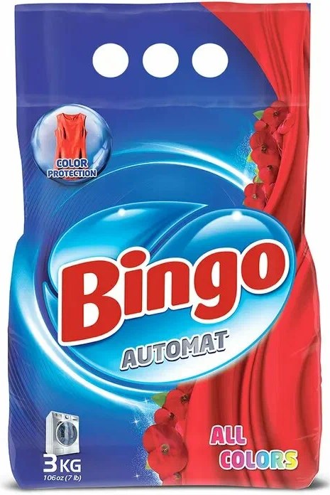 BINGO Стир Порошок для Цветного ALL COLORS автомат 3кг (6 шт) - фото 827029
