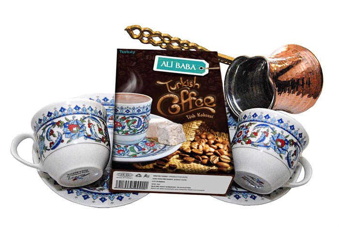 Ali baba Турецкий кофейный набор из двух кофейный чашек и кофейника. 100гр. 1/18шт. - фото 827331