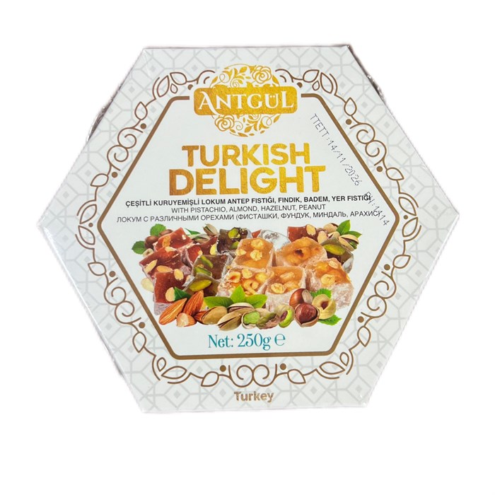 ANTGUL FFB рахат-лукум ассорти (фисташки, фундук, миндаль, арахис)  250гр. 1/15шт. - фото 827430