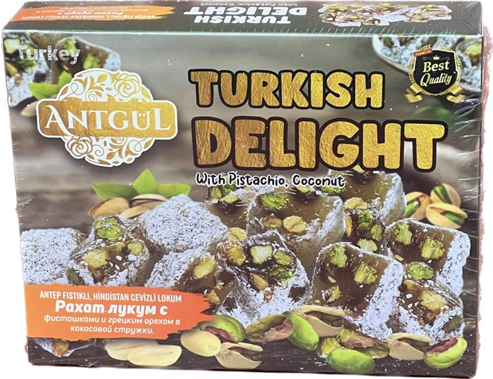 ANTGÜL Лукум с фисташками и грецким орехом в кокосовой стружки. 200гр. 1/16шт. - фото 827447