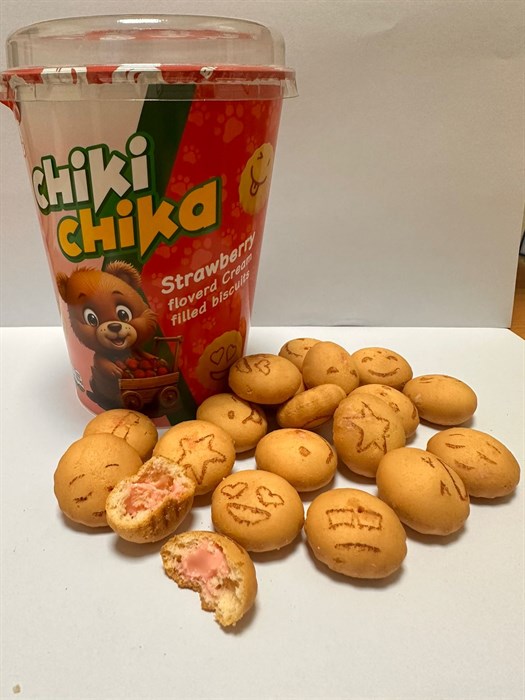 CНIKI CНIKA печенье с начинкой в виде пасты со вкусом клубники 125гр. 1/24шт. - фото 827828