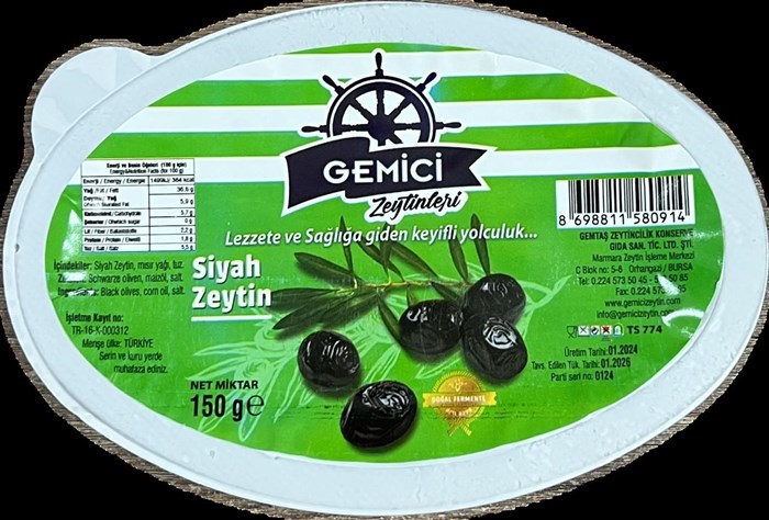GEMICI siyah zeytin маслины в масле 150гр. 1/24шт. - фото 828177