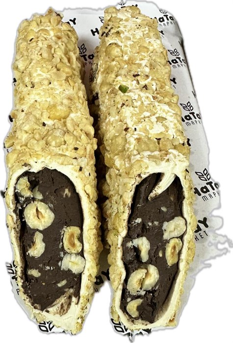Hatay market BELÇİKA ÇİKOLATA белый рахат-лукум (Султан) со вкусом сливок и лесного ореха, глазурь из фундука. 1/5кг. - фото 828268