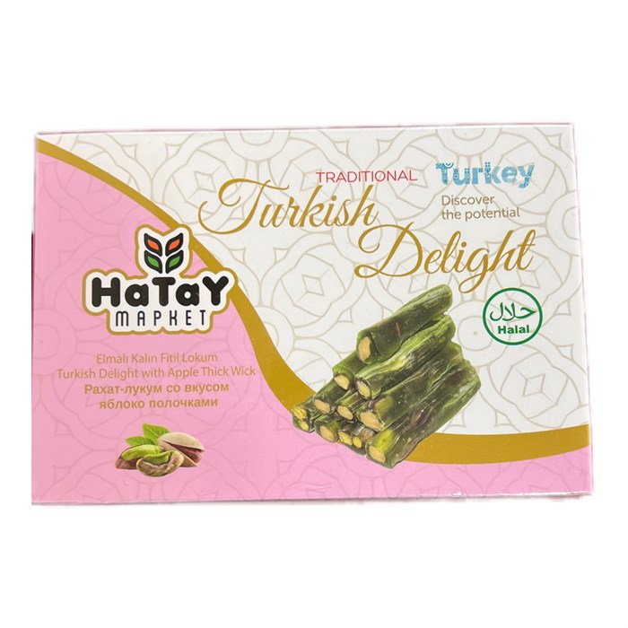 Hatay Market Elmali Kalin Fitil рахат-лукум полочки со вкусом яблоко и фисташке. 225гр. 1/36шт - фото 828289