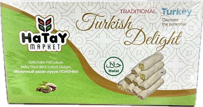 Hatay Market SUTLU KALIN FITIL молочный рахат-лукум с фисташкой палочки. 400гр. 1/18шт. - фото 828398