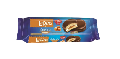 LUPPO CARAMEL сэндвич-кекс в молочном шоколаде с маршмеллоу и карамельной начинкой 182гр. 1/12шт. - фото 828812