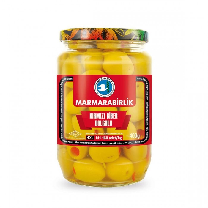 Marmarabirlik Оливки 4XL(141-160) с перцем стекло 400гр. 1/6шт. - фото 828854