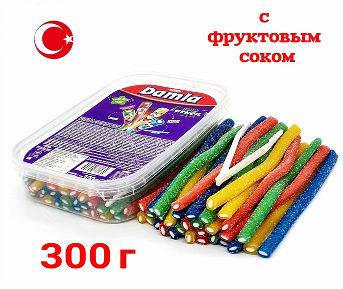 Tayash Кислые карандаши с посыпкой DAMLA, Ассорти 300гр. 1/24шт. - фото 829606