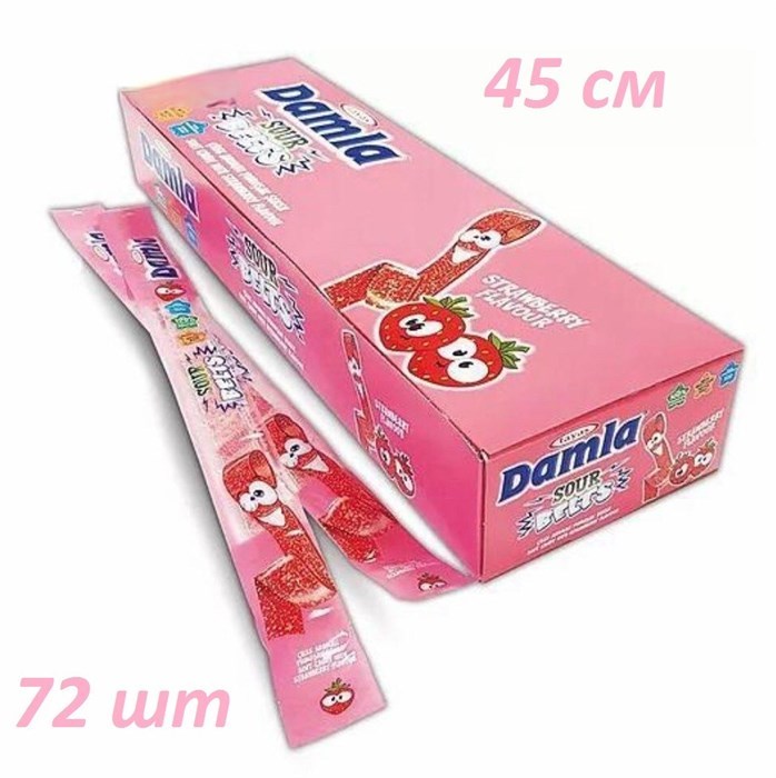 Tayash Кислые ремешки DAMLA, клубника, коробка 15гр. 1/72шт.*6бл. - фото 829613