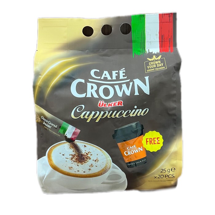 ULKER CAFE CROWN капучино (25гр.*20шт.) 1/12шт. (стакан в подарок) - фото 829744