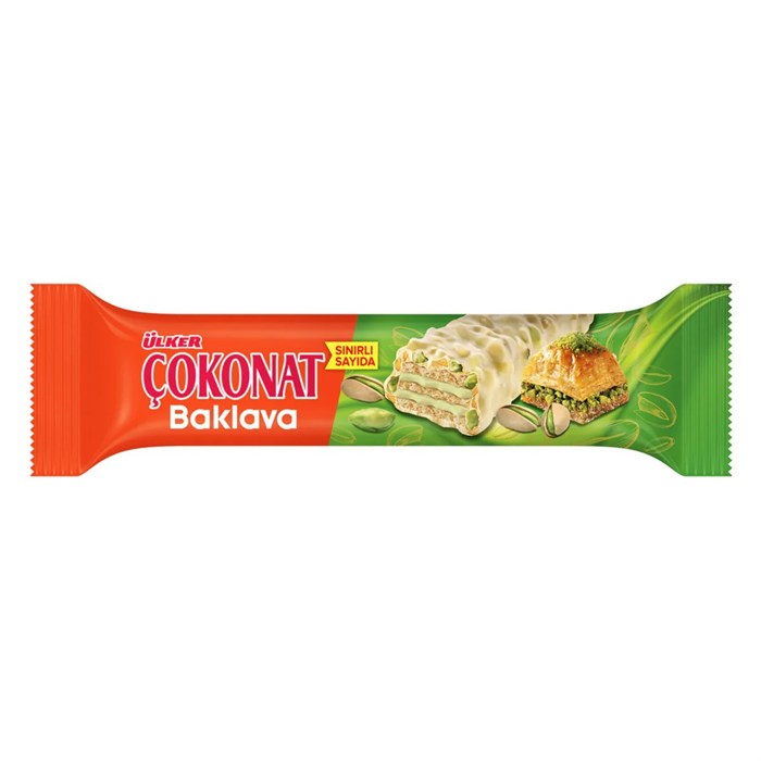 Ulker COKONAT BAKLAVA батончик шоколадный с пахлава и фисташком 30гр. 1/24шт. - фото 829779