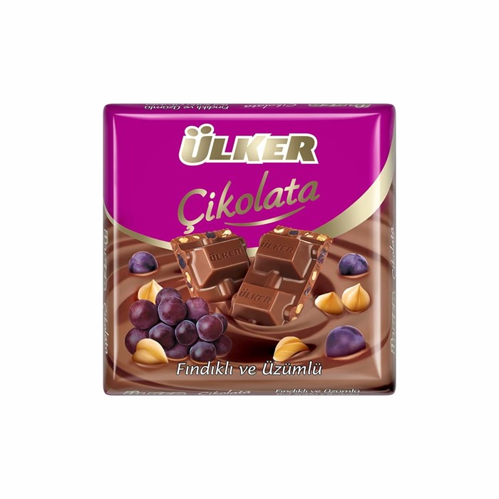 Ulker шоколад молочный с фундук и изюмом 65гр. 1/6шт.*6бл. - фото 829862