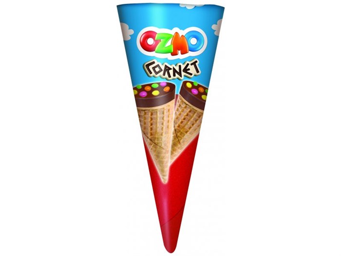 Вафли (Рожок) “Ozmo CORNET” с кремом из фундука, с мол.шое и конфетами-драже 25гр 24шт/бл 4бл/кор - фото 829929