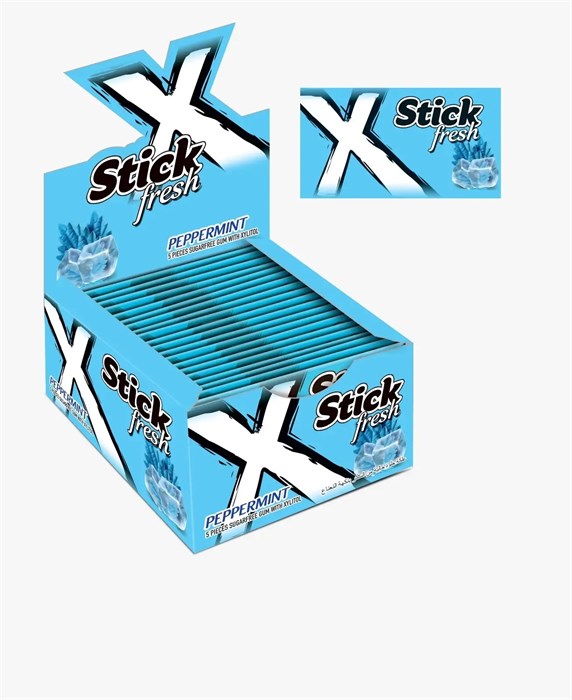X STICK FRESH MINI STICK BOXED 5`S SPEARMINT FLAVOURED Жевательные резинки с мята 1/24шт. - фото 829946