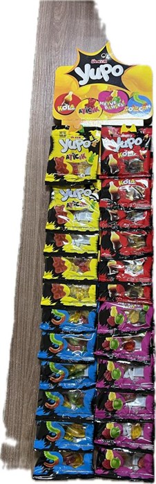 YUPO лента жевательный мармелад ассорти 4 вкуса 30гр.  1/24шт.*4бл. - фото 829999