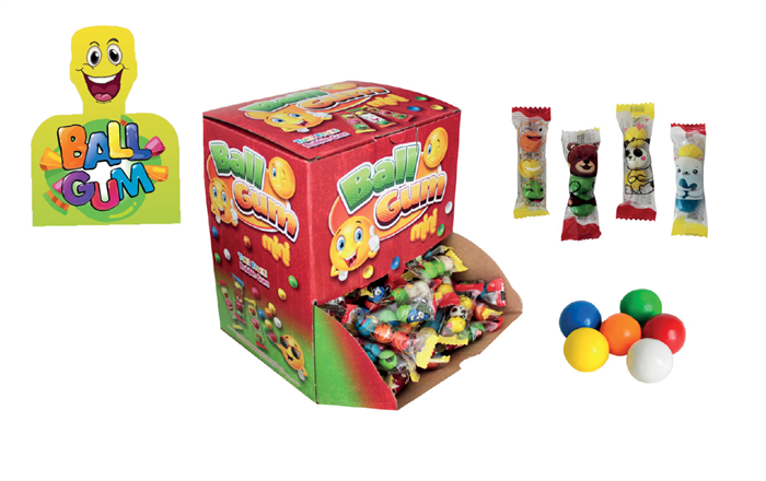 BALLGUM MINI BUBBLE GUM Мини-Жевательные резинки 1.8гр. 1/250шт.*8бл. - фото 830167