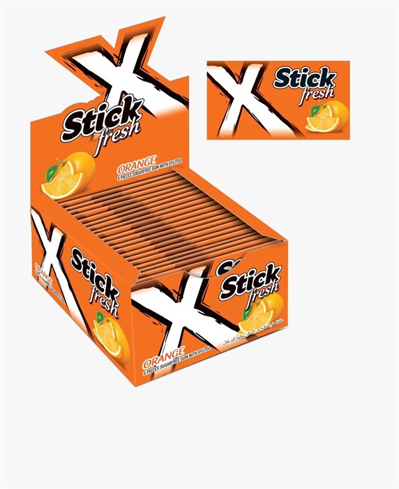 X STICK FRESH MINI STICK BOXED 5`S ORANGE FLAVOURED Жевательные резинки с Апельсин 1/24шт.*24бл. - фото 830242