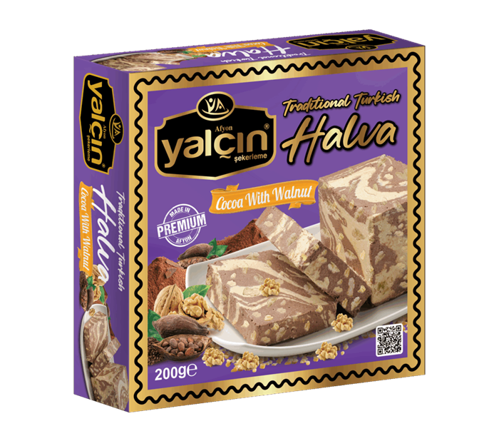 Yalcin Кунжутная халва с какао и грецкий орех 200гр. 1/20шт. - фото 830246