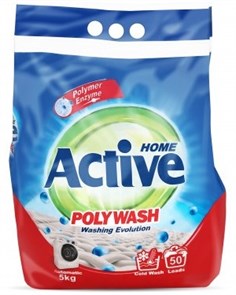 ACTIVE Стиральный порошок автомат "Poly Wash" Polymer Enzyme-технология холодной стирки, 5 кг (2 шт)