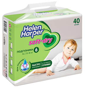 Детские подгузники Helen Harper Soft-dry 6-ка XL 40 шт (13-18 кг)
