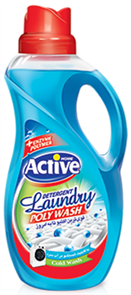 ACTIVE Гель для стирки белья универсальный "Poly Wash" Свежесть моря, 1500 мл, Blue (9 шт)