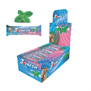 3 FRESH PEPPERMINT FLAVOURED BUBBLE GUM (with tattoo) Жевательные резинки с мята 1/24шт.*24бл.