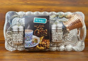 Ali baba Турецкий кофейный сервиз с двойным кофейником и подносом 100гр. 1/10шт.