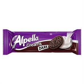 Alpella Creams Dark сэндвич печенье с какао и ванильным вкусом 57гр.  24шт.*6бл.