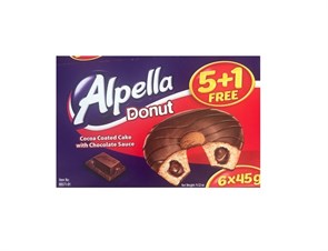 Alpella Donut пончик с шоколадной начинкой (6шт.*45гр.) 1/24шт.