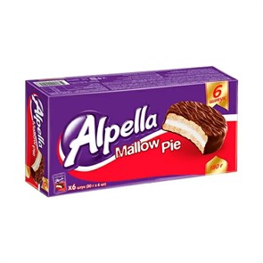 Alpella mallow pie сэндвич-печенье покрытое молочным шоколадом 180гр.*20шт.