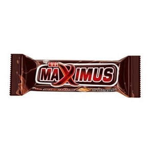 ETI MAXIMUS батончик с арахисом пшеничным хлопьями карамелью и нугой в молочном шоколаде 50гр. 1/24шт.