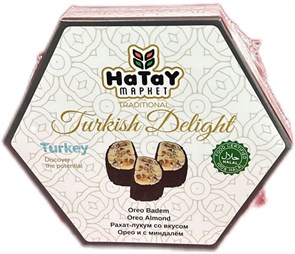 Hatay Market OREO BADEM  рахат-лукум со вкусом орео и миндалём 200гр. 1/36шт.