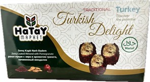 Hatay Market ZERES KAPLI NARLI BADEM рахат-лукум с начинкой из миндаля и покрытый барбарисом. 400гр. 1/18шт.