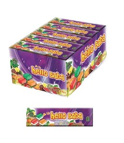 HELLO BABA BOXED MIX FLAVOURED BUBBLE GUM (with tattoo) Жевательные резинки 1/20шт.