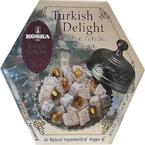 Koska рахат-лукум с фундуком, фисташками и кокосом 250гр. 1/12шт.