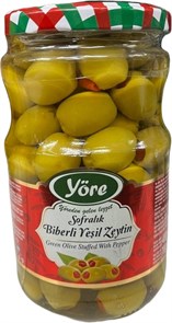 YORE Оливки фаршированные красным перцем (231-260 ) 365гр. 1/12шт.