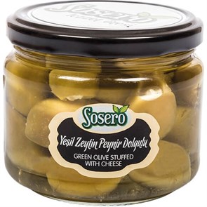 SOSERO оливки фаршированные сыром YESIL ZEYTIN (пастеризованные) 290гр. 1/12шт.