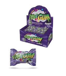 TOPGUM BLACKBERRY FLAVOURED SOUR BALLGUM Жевательные резинки с ежевика 1/100шт.