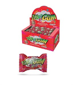 TOPGUM STRAWBERRY FLAVOURED SOUR BALLGUM Жевательные резинки с клубника 1/100шт.