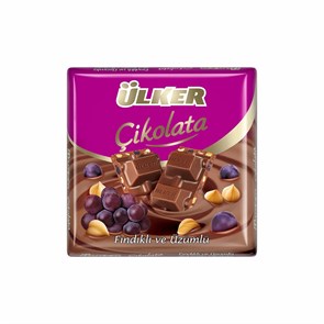 Ulker шоколад молочный с фундук и изюмом 65гр. 1/6шт.*6бл.
