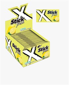 X STICK FRESH MINI STICK BOXED 5`S LEMON FLAVOURED Жевательные резинки с лимоном 1/24шт.
