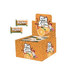BIGGUM SINGLE ORANGE FLAOURED BUBBLE GUM Жевательные резинки с апельсин 2,9гр. 1/100шт.*10бл.