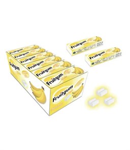 FRUITGUM WHITE BOXED BANANA BUBBLE GUM (with tattoo) Жевательные резинки с бананом 1/24шт.*24бл.